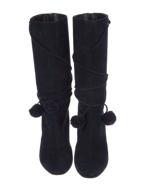 Jimmy Choo Suede Pom-Pom Embellishments Sock Boots