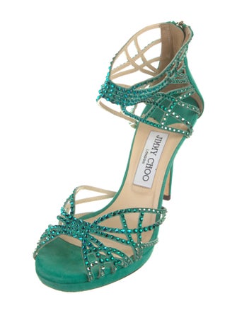 Jimmy Choo Suede Crystal Embellishments Gladiator Sandals