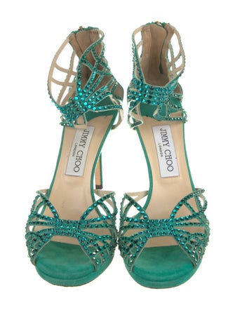 Jimmy Choo Suede Crystal Embellishments Gladiator Sandals