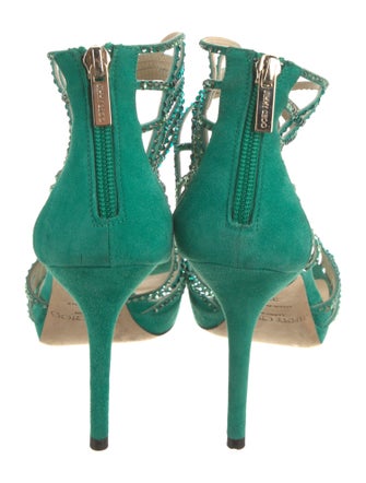 Jimmy Choo Suede Crystal Embellishments Gladiator Sandals