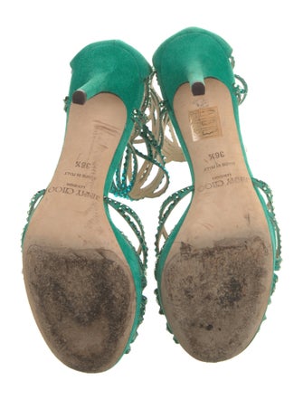 Jimmy Choo Suede Crystal Embellishments Gladiator Sandals