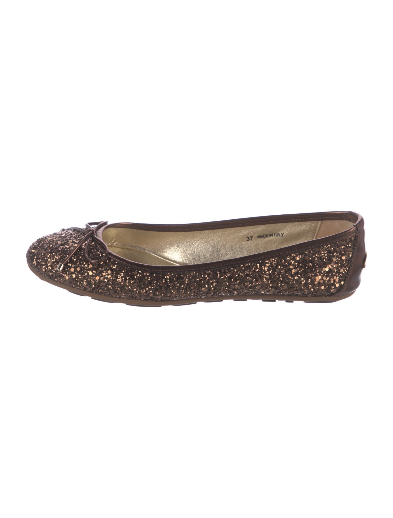 Jimmy Choo Glitter Bow Accents Ballet Flats