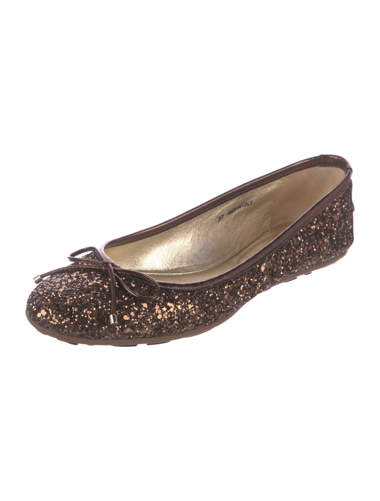 Jimmy Choo Glitter Bow Accents Ballet Flats