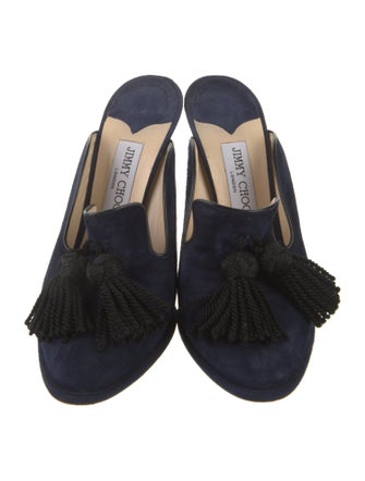 Jimmy Choo Suede Tassel Accents Mules