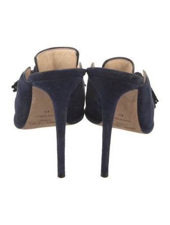 Jimmy Choo Suede Tassel Accents Mules