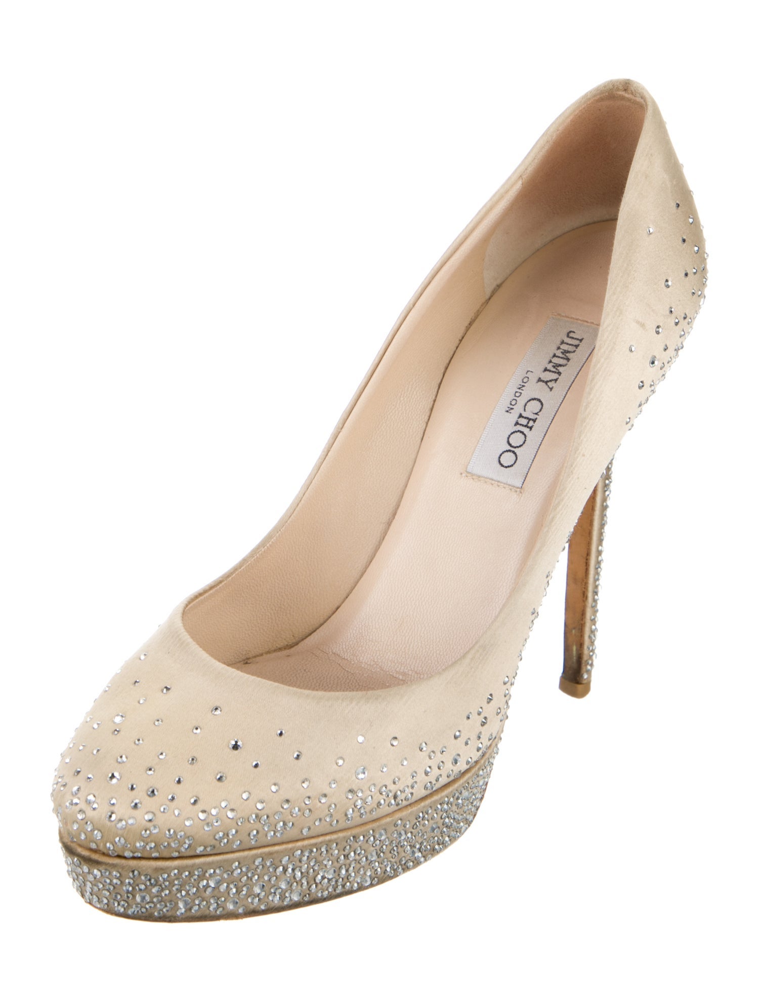 Jimmy Choo Satin Crystal Embellishments Pumps