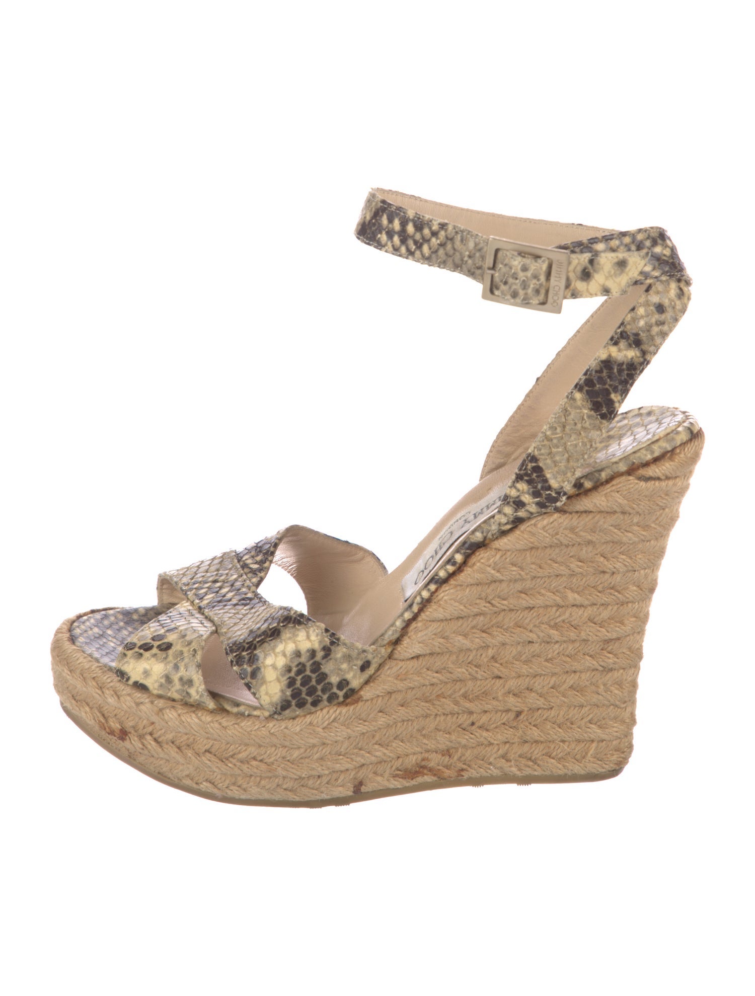 Jimmy Choo Embossed Leather Animal Print Espadrilles