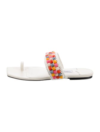 Jimmy Choo Leather Beaded Accents Slides