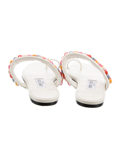 Jimmy Choo Leather Beaded Accents Slides