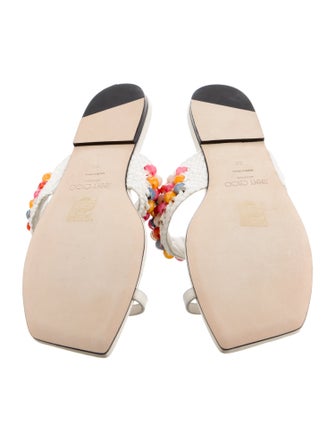 Jimmy Choo Leather Beaded Accents Slides