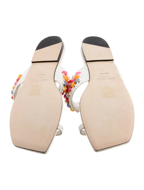 Jimmy Choo Leather Beaded Accents Slides