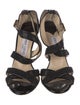 Jimmy Choo Satin Lace Trim Embellishment Sandals