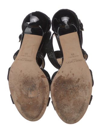 Jimmy Choo Satin Lace Trim Embellishment Sandals