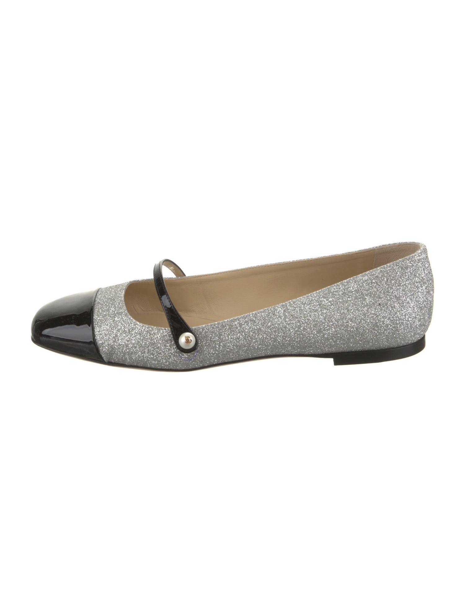 Jimmy Choo Glitter Colorblock Pattern Mary Jane Flats
