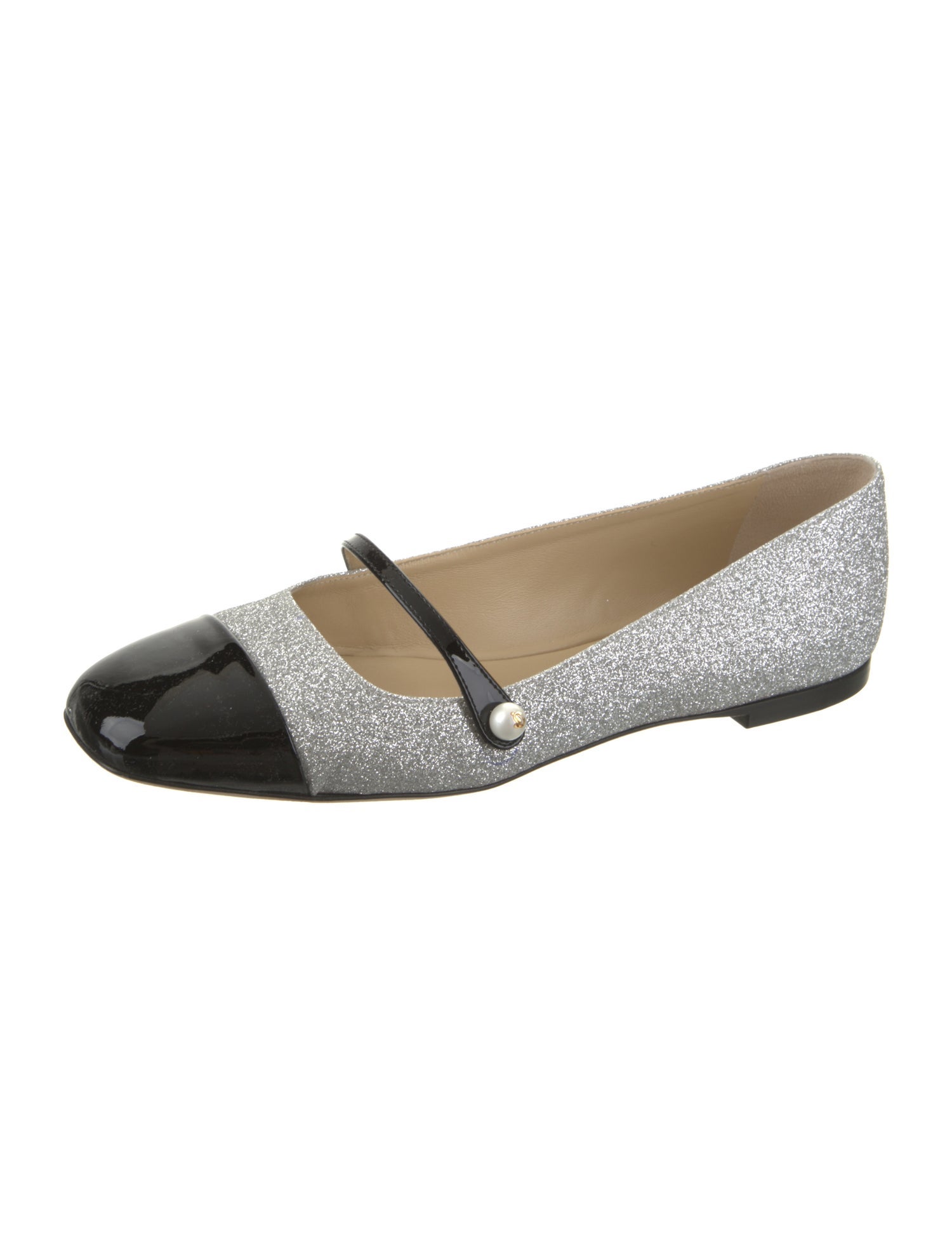 Jimmy Choo Glitter Colorblock Pattern Mary Jane Flats