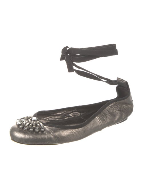 Jimmy Choo Leather Crystal Embellishments Ballet Flats