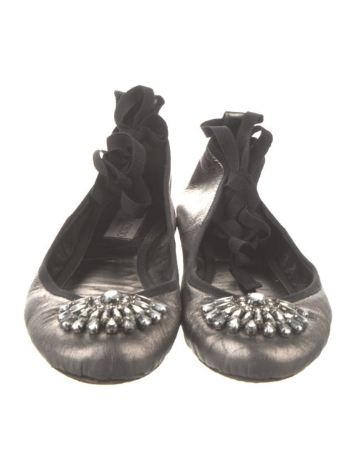 Jimmy Choo Leather Crystal Embellishments Ballet Flats