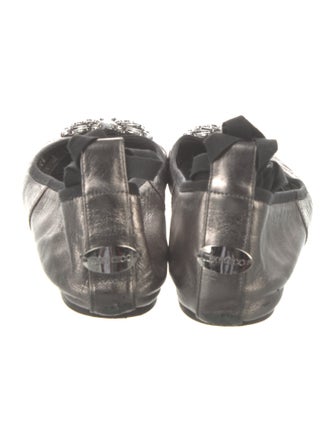 Jimmy Choo Leather Crystal Embellishments Ballet Flats