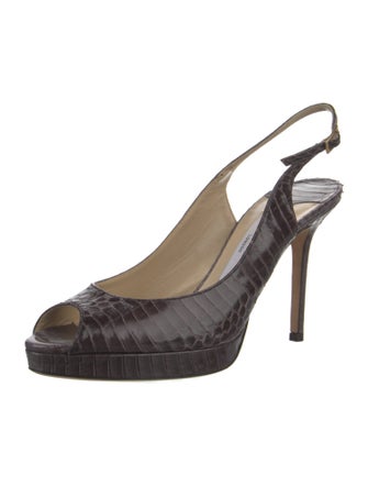 Jimmy Choo Snakeskin Animal Print Slingback Pumps