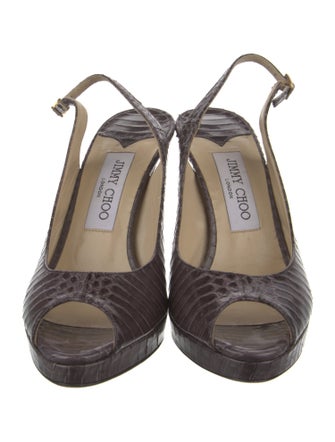 Jimmy Choo Snakeskin Animal Print Slingback Pumps