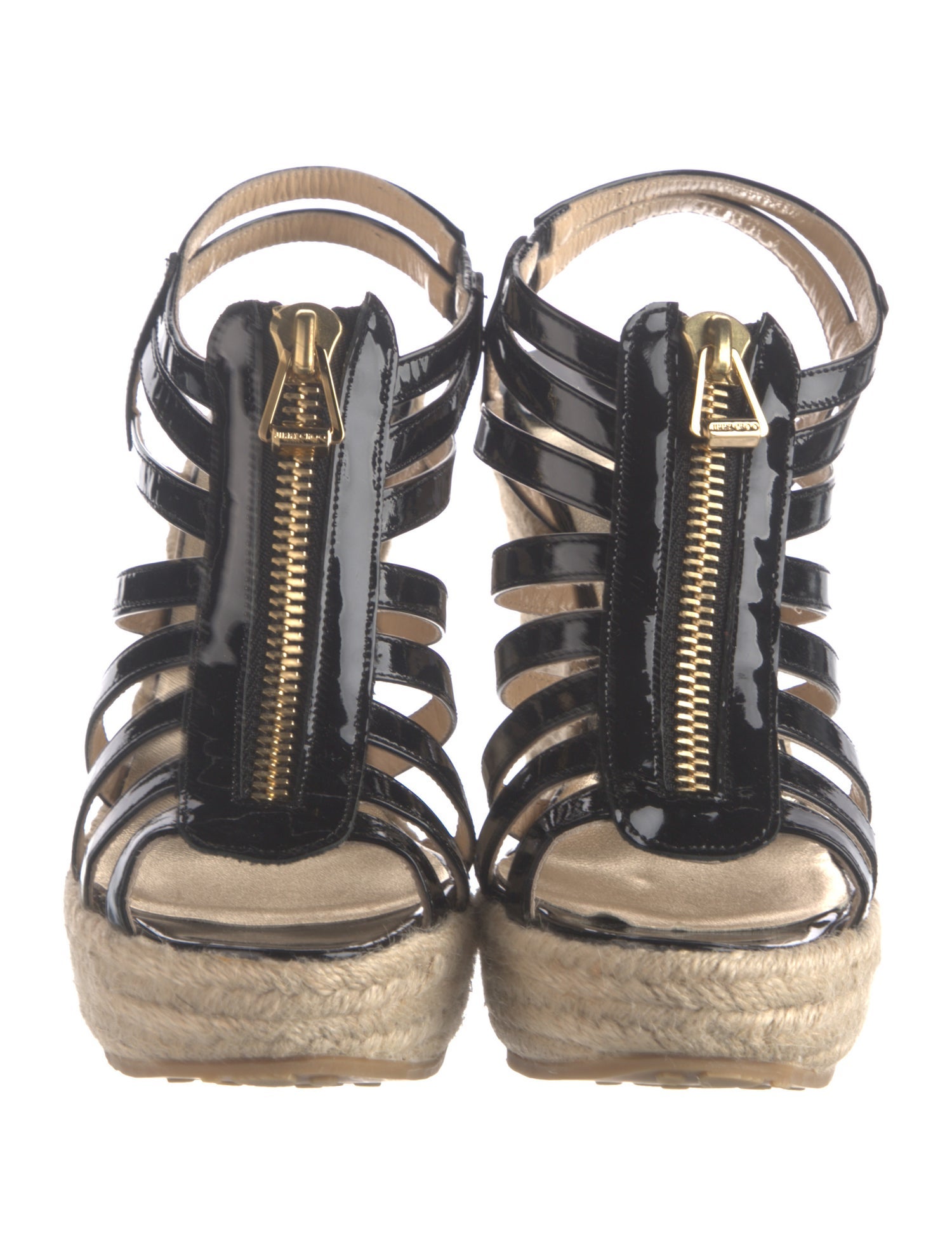 Jimmy Choo Patent Leather Braided Accents Espadrilles
