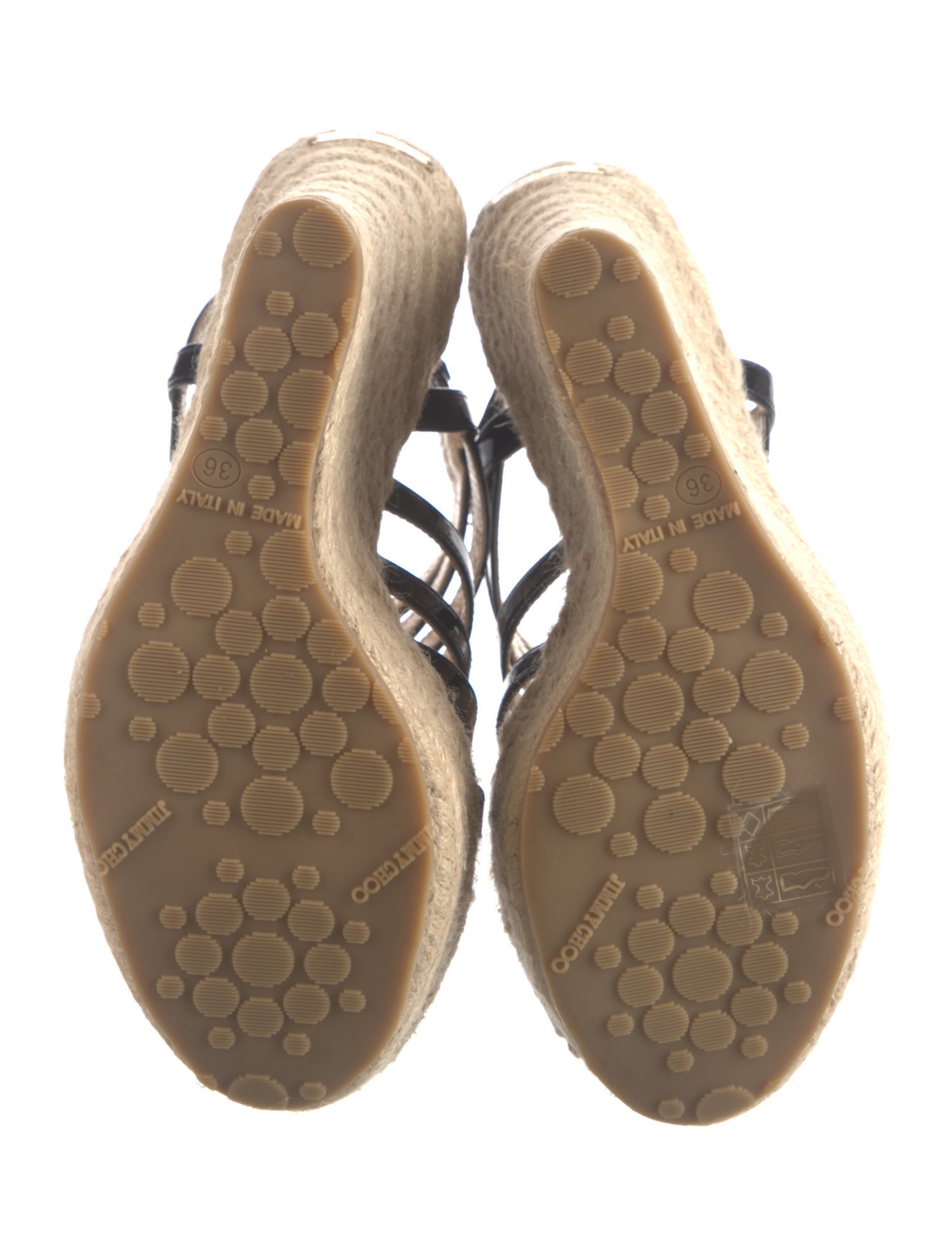 Jimmy Choo Patent Leather Braided Accents Espadrilles