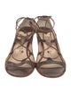 Jimmy Choo Embossed Leather T-Strap Sandals