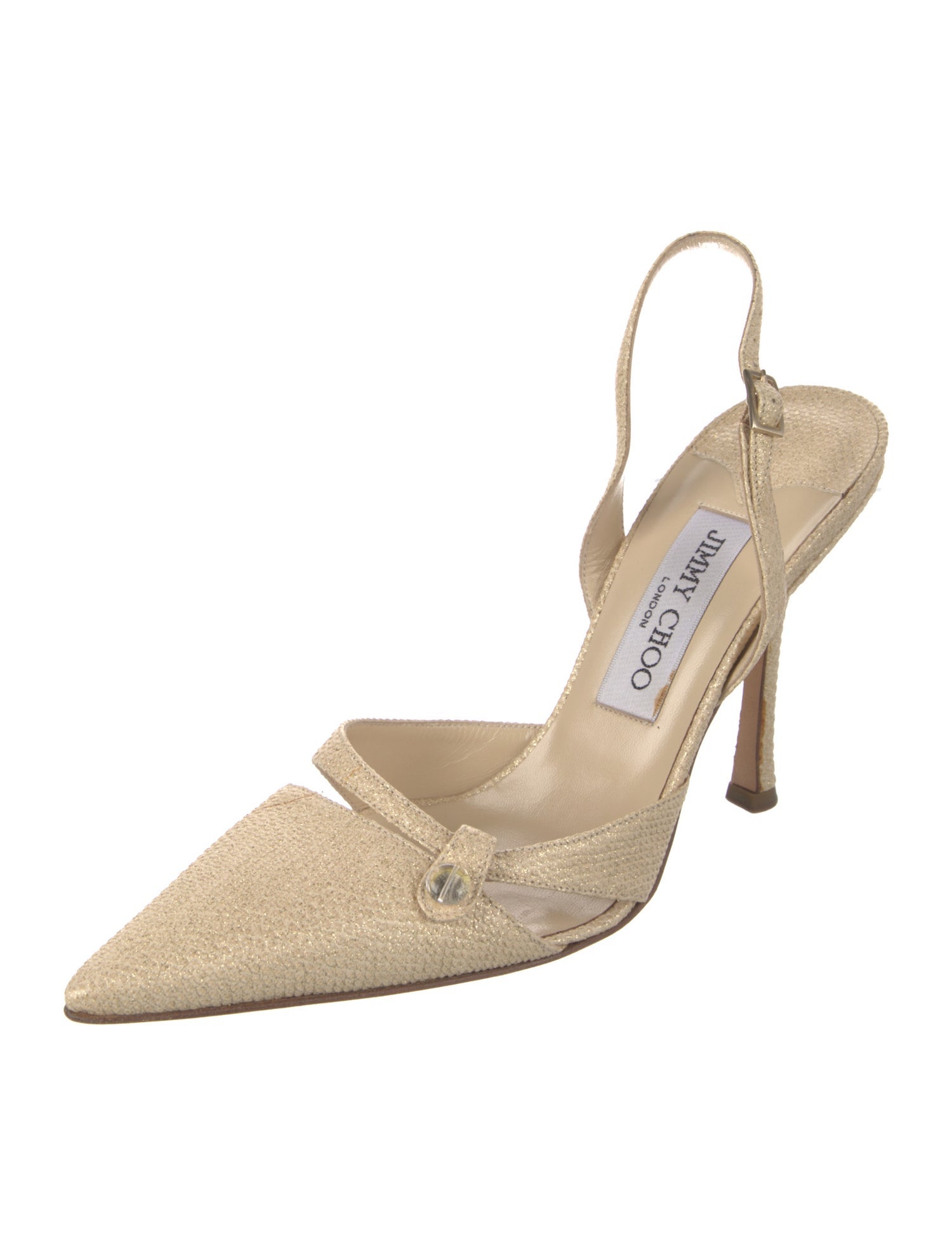 Jimmy Choo Leather Glitter Accents Slingback Pumps