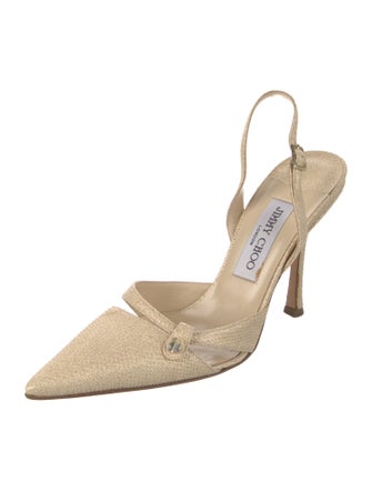 Jimmy Choo Leather Glitter Accents Slingback Pumps