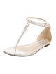 Jimmy Choo Leather Studded Accents T-Strap Sandals