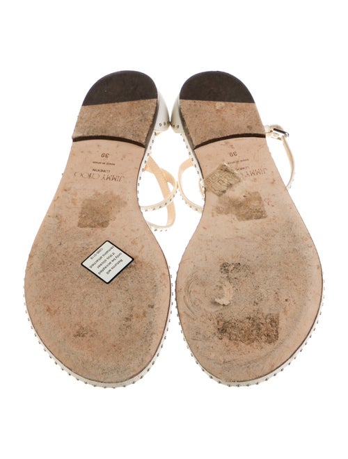 Jimmy Choo Leather Studded Accents T-Strap Sandals