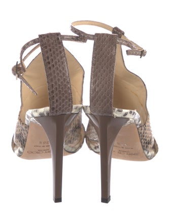 Jimmy Choo Embossed Leather Animal Print Sandals