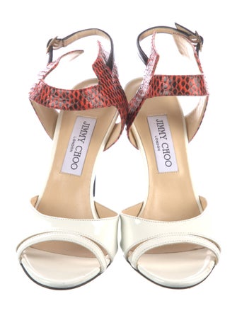 Jimmy Choo Patent Leather Animal Print Sandals