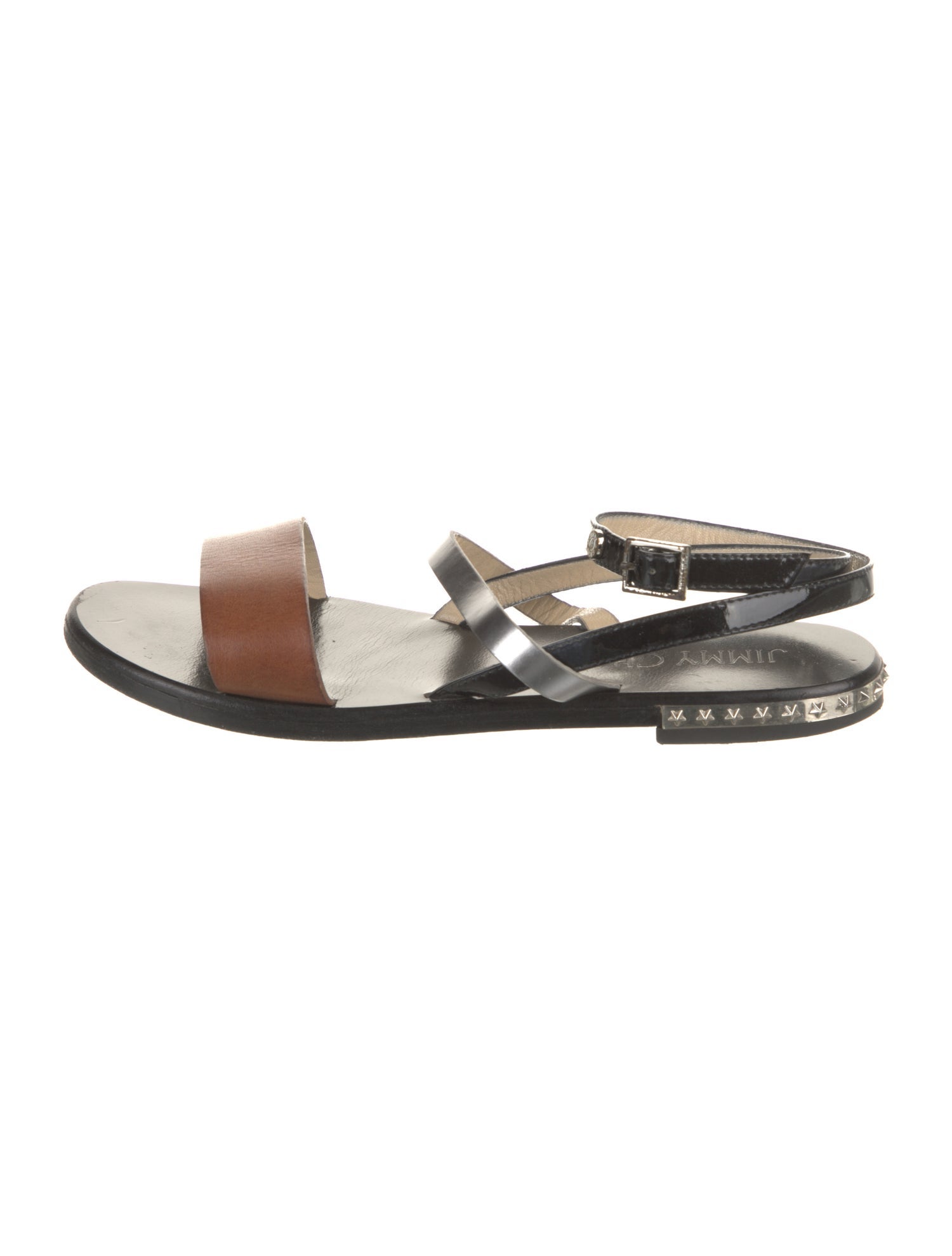 Jimmy Choo Leather Colorblock Pattern Sandals