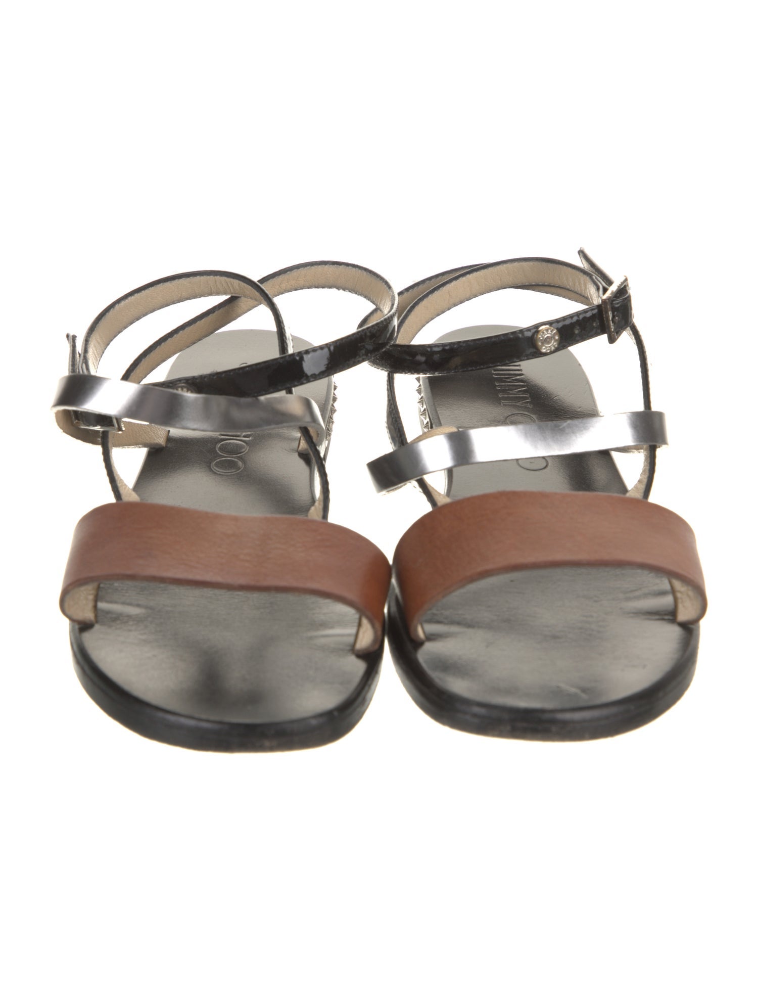 Jimmy Choo Leather Colorblock Pattern Sandals