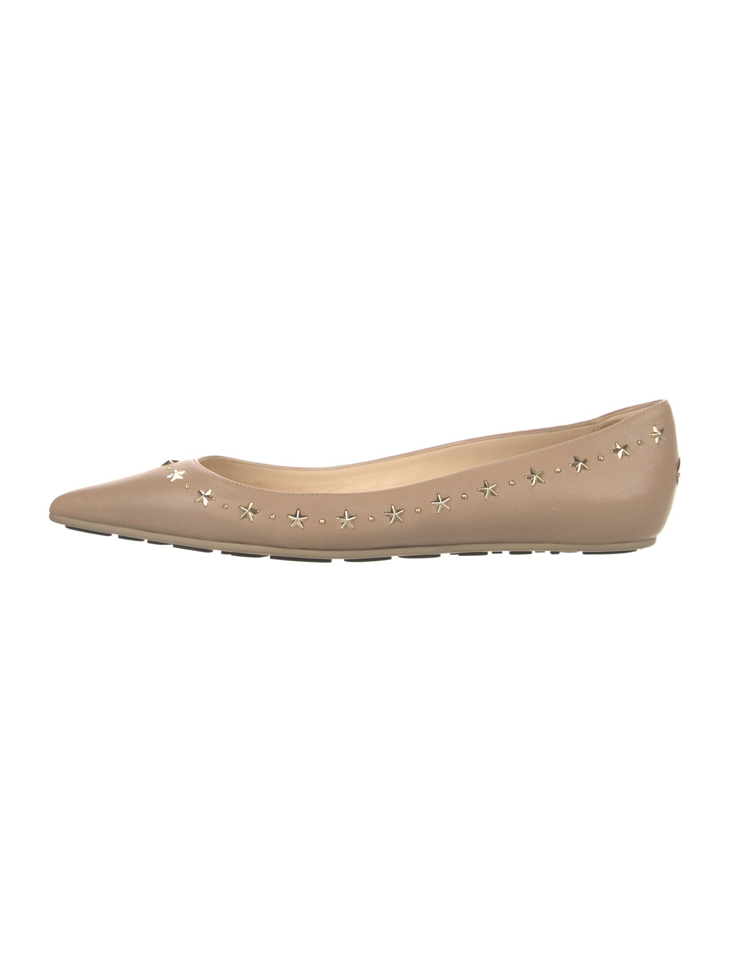 Jimmy Choo Leather Studded Accents Ballet Flats