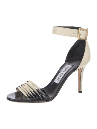 Jimmy Choo Leather Colorblock Pattern Sandals