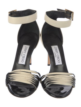 Jimmy Choo Leather Colorblock Pattern Sandals