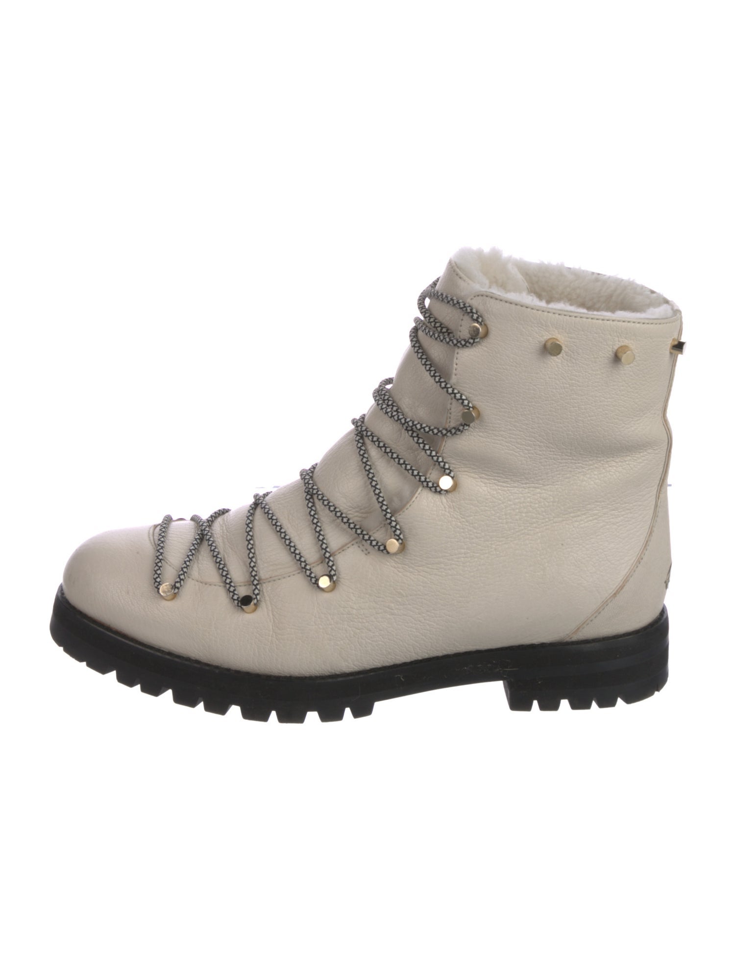 Jimmy Choo Leather Studded Accents Combat Boots