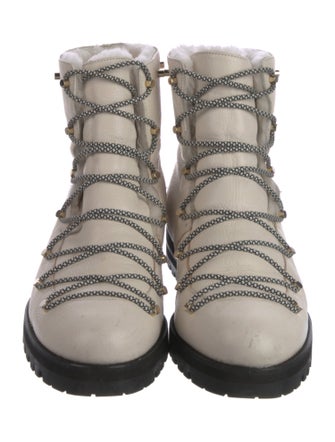 Jimmy Choo Leather Studded Accents Combat Boots