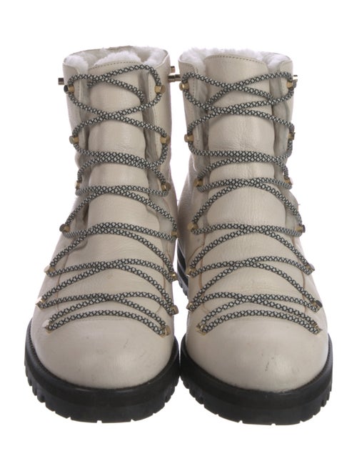 Jimmy Choo Leather Studded Accents Combat Boots