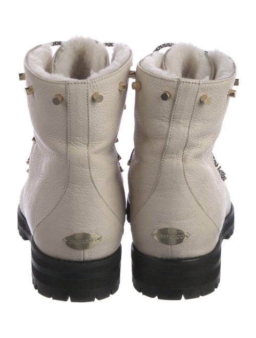 Jimmy Choo Leather Studded Accents Combat Boots