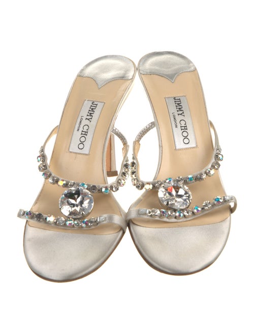 Jimmy Choo Satin Crystal Embellishments Slides