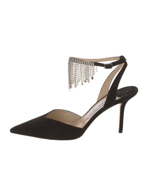 Jimmy Choo Suede Crystal Embellishments Slingback Pumps