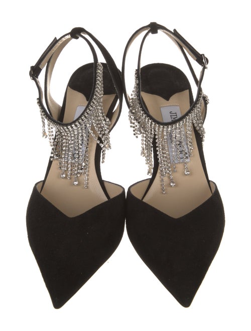 Jimmy Choo Suede Crystal Embellishments Slingback Pumps