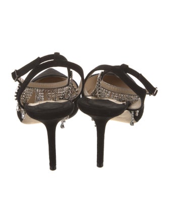 Jimmy Choo Suede Crystal Embellishments Slingback Pumps