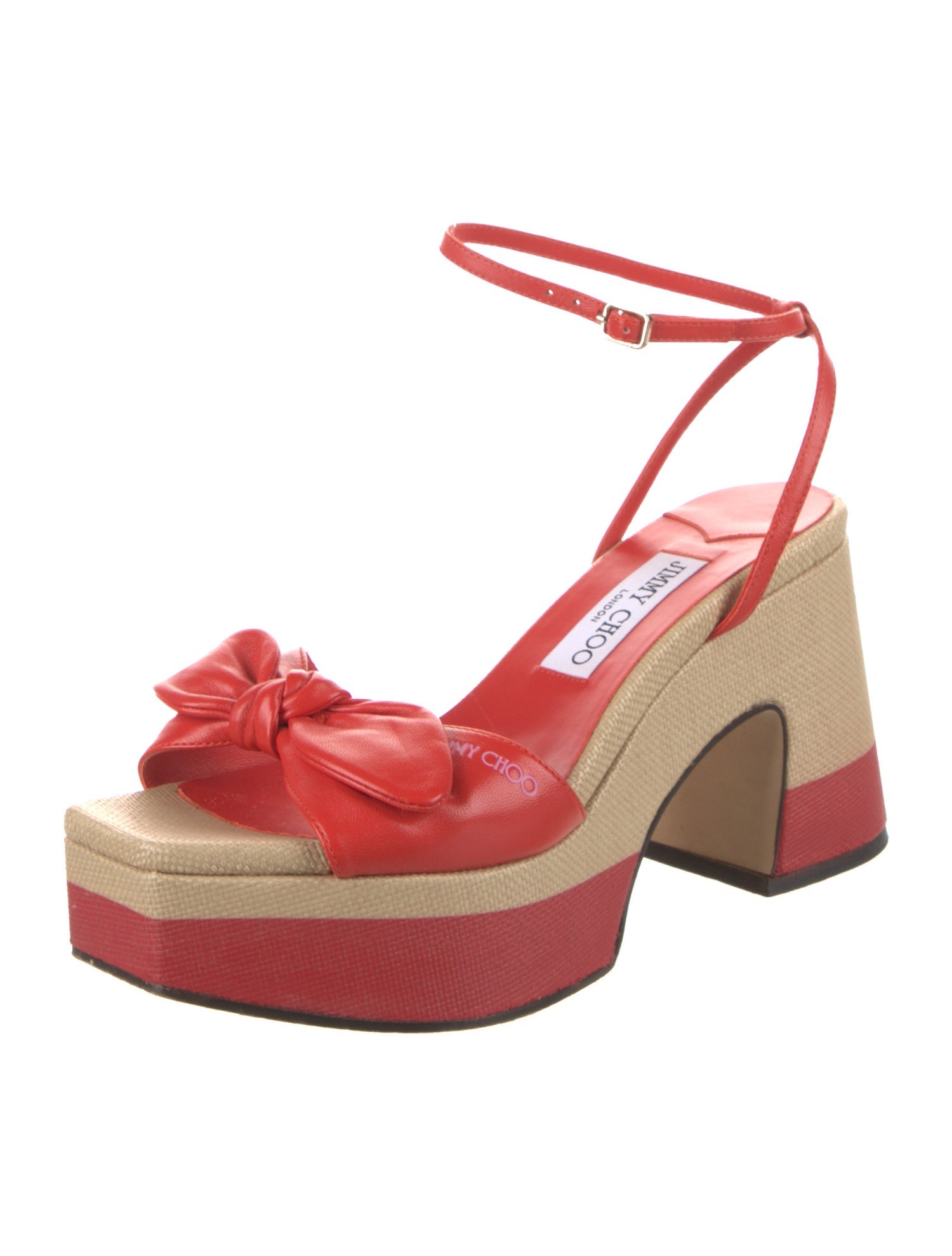 Jimmy Choo Leather Colorblock Pattern Sandals