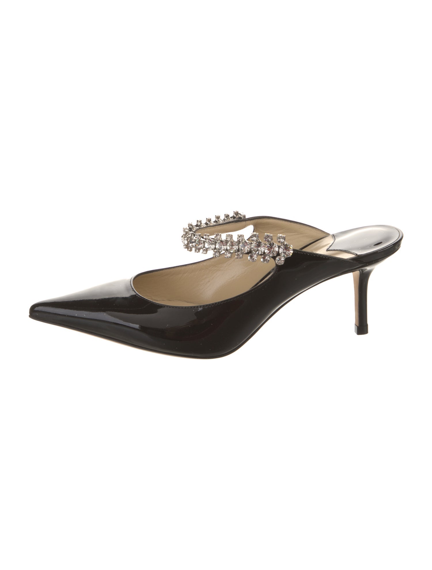 Jimmy Choo Patent Leather Crystal Embellishments Mules