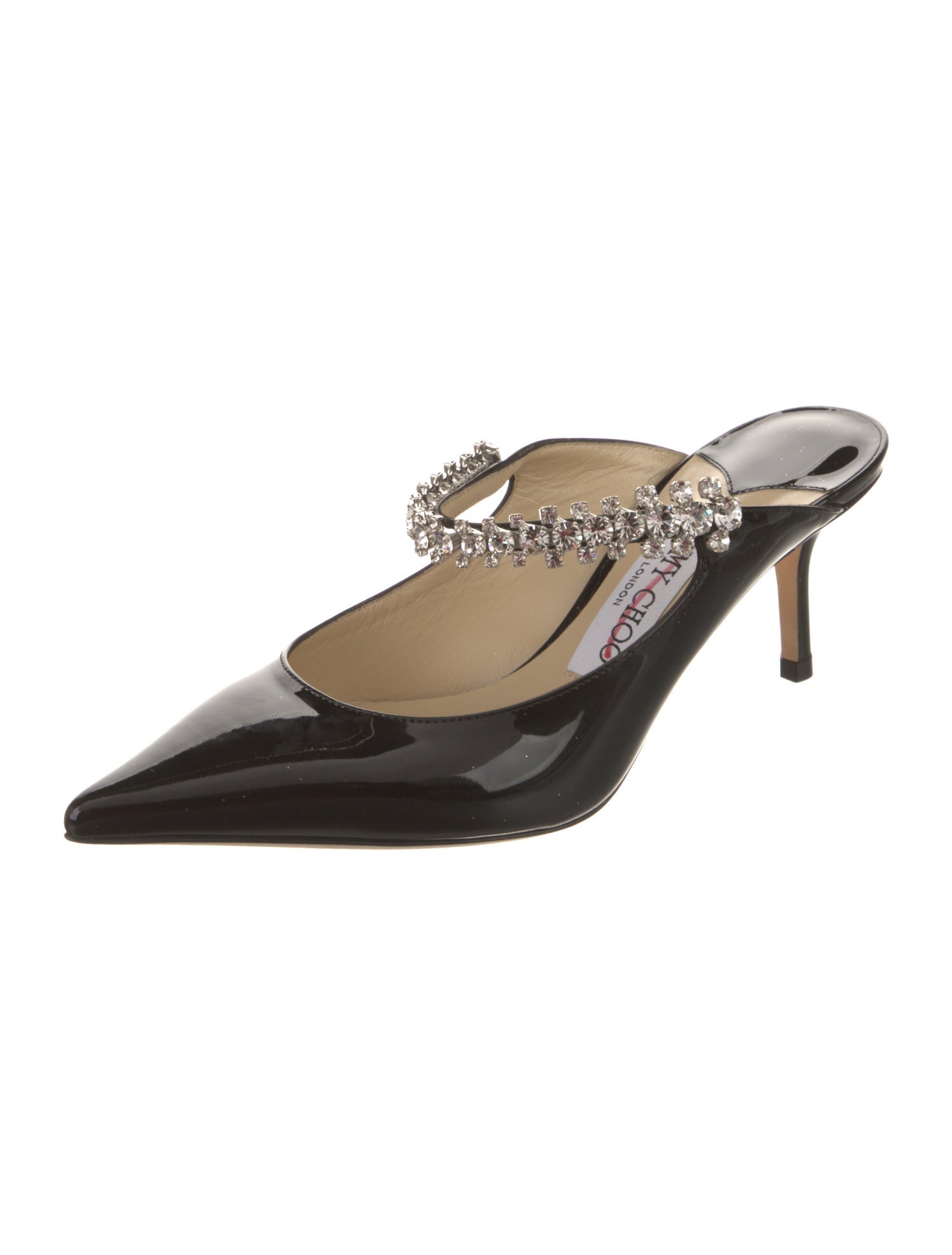 Jimmy Choo Patent Leather Crystal Embellishments Mules