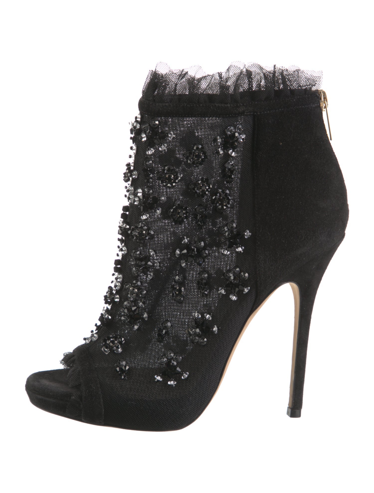 Jimmy Choo Suede Crystal Embellishments Lace-Up Boots